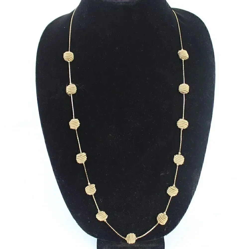 Vtg Art Deco Gold Swirl Balls Retro MCM Abstract Gold Costume Jewelry Necklace